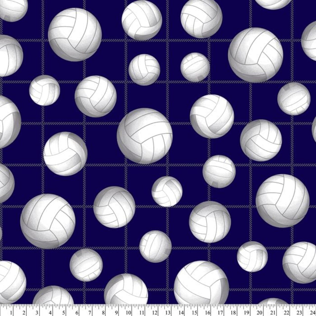 Volleyball Navy Anti-Pill Premium Fleece Fabric | By The Yard